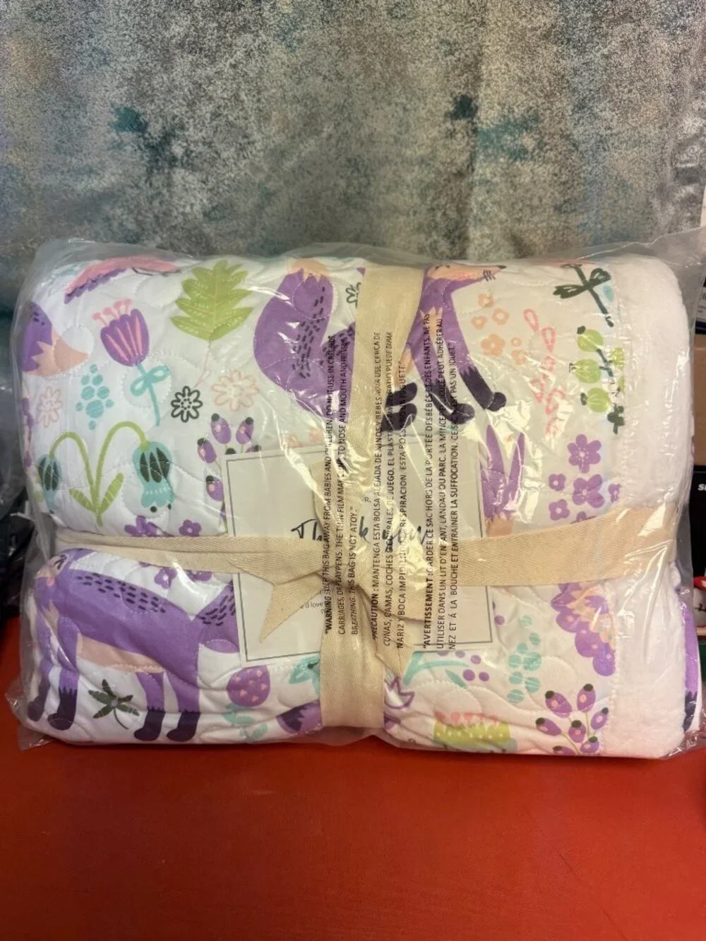 Lush Décor Sherpa Throw Blanket 50X60 Purple Pink Floral Fox Machine Washable - Picture 2 of 3